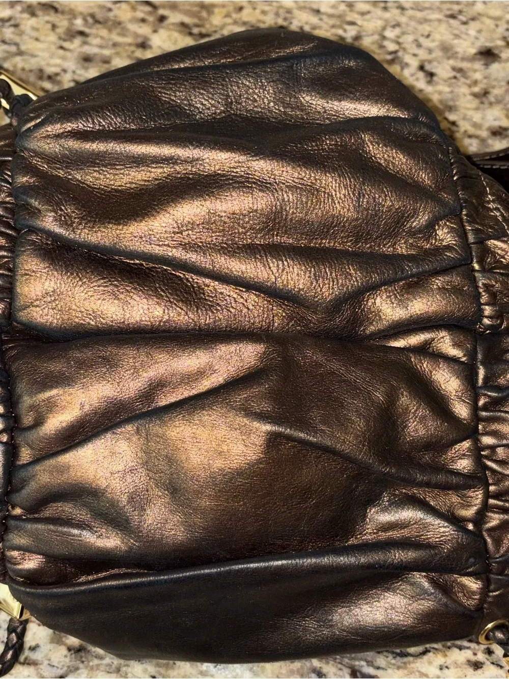 Y2K Vintage Badgley Mischka Leather Hobo Bag Gold